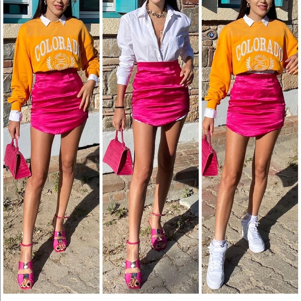 Zara short satin skirt bloggers fav
